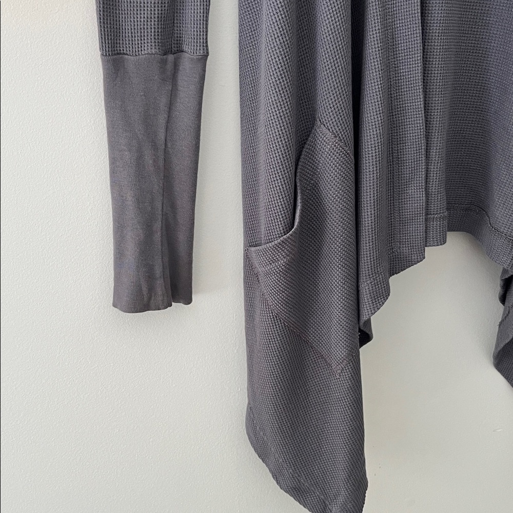 SOLD! Splendid Charcoal Knit open cardigan Hoodie waffle with pockets sz XS - Picture 7 of 7